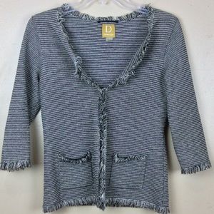 DAMASK KNITWEAR CARDIGAN.  FRINGE OUTLINE.